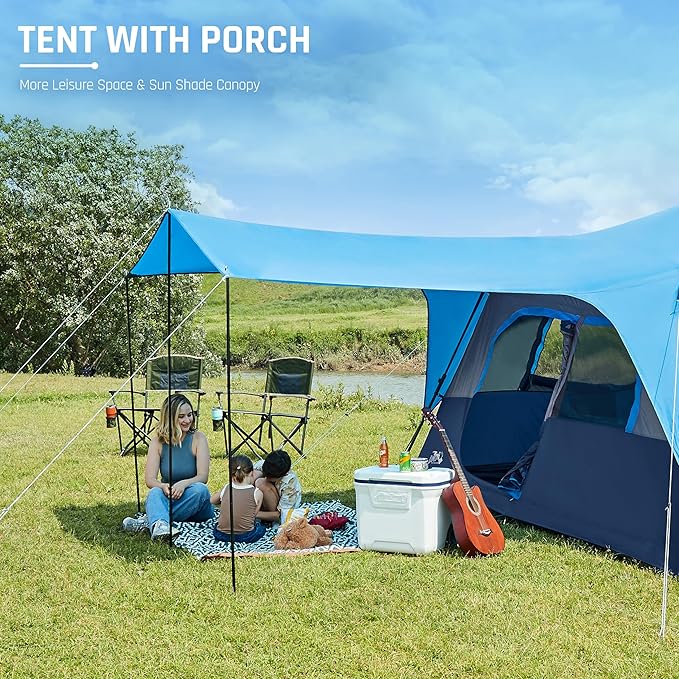 8 Person Instant Cabin Tent, Easy 60 Second Setup Family Tents for Camping, Pop up Camping Tent, Large Waterproof Tents for Outdoor Camping, Spacious Interior, Upgraded Ventilation