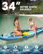 Bigfly Inflatable Stand Up Paddle Board 11’*34”*6”, Blow Up Paddle Board for Adults,with Detachable Fins, Pump, Floating Paddle, Safety Leash,Backpack