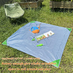 Pocket Beach Blanket Small Foldable Picnic Mat Portable Lightweight Camping Tarp Tent Blankets Washable Rug Quick Dry Compact Beach Mats Hiking Outdoor Essentials (Gray/Green 55"*59" / 4.59ft×4.92ft)