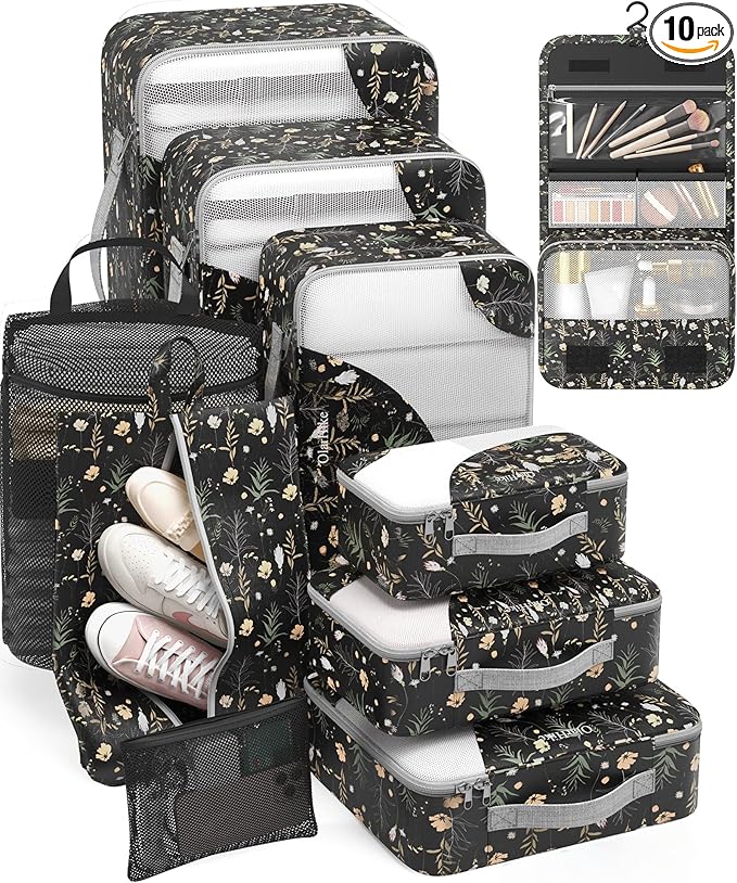 10 Set Packing Cubes for Travel, Gifts for Women Mom,Anti-Tearing Suitcase Organizer,OlarHike Vacation Essentials & Accessories for Cruise Ship