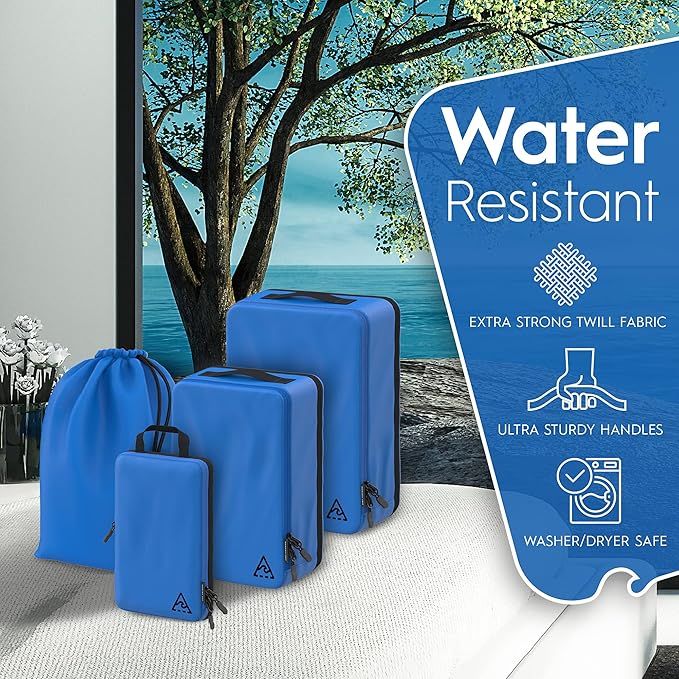 4-Piece Deluxe Compression Packing Cubes Travel - Maximize Space In Luggage With Double Capacity Design, Luxury Compressible Packing Cubes For Travel, Large, Small, & Medium Set