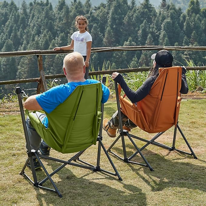 TIMBER RIDGE Hammock Camping Chair with Adjustable Backrest, Heavy Duty Folding Hammock Chair Supports 300lbs, Portable Hammock Chair for Camping, Travelling and Patio, Green 2 Pack