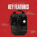 My Medic Sidekick - Camping Hiking and Backpacking First Aid Kit - 70 Items - HSA and FSA Eligible - Small Ifak Great For Travel or Motorcycle - Portable Emergency Kit – Black