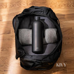 KIVY Large Water Bottle 50oz [Lightweight & Shatterproof] Fits Backpack & Cupholder for Travel, Sports, School - Black water bottle no straw - 1.5 Liter water bottles - 50oz Water bottle