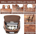 Leather Backpack for Women, Fits 17 Inch Laptop in Main Compartment, Dedicated 15.6 Inch Padded Sleeve, Large Vegan Leather Travel Computer Bag with Luggage Strap for Business and Work, Brown