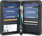 Polare Full Grain Leather Passport Holder Cover Case for Men and Women RFID Blocking Family Travel Wallet Holds 6 Passports