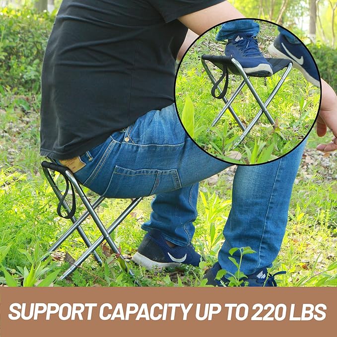 Portable Camping Folding Stool Chair, Small Lightweight Camp Stool Chair Collapsible for Fishing Hiking Outdoor Beach Backpack Photographer Picnic 9.86"x 8.66"x10.63"