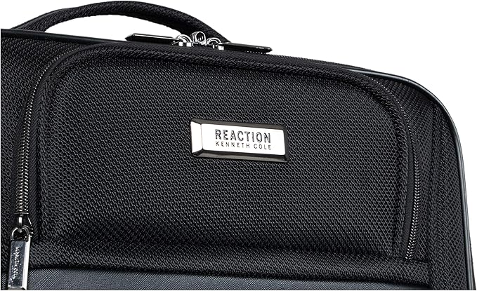 Kenneth Cole REACTION Rugged Roamer Lightweight Softside Expandable 8-Wheel Spinner Luggage, Black, 20-Inch Carry-On