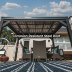 Backyard Discovery Stonebridge 12' x 9.5' Galvanized Steel Outdoor Gazebo Pavilion with Hardtop Slope Roof, Snow Load Support, Wind Resistance, PowerPort, Shade for Garden, Patio, Deck, Entertaining