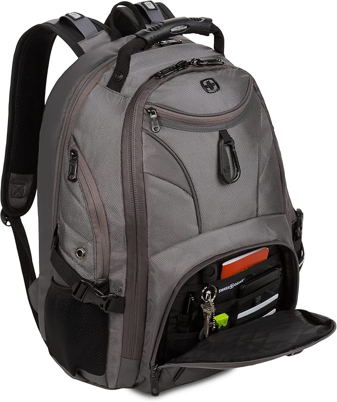 SwissGear 1900 ScanSmart 17” Laptop Backpack Stingray Ballistic – Reflective Tech Backpack with ScanSmart Compartment – Multiple Organizer Pockets & RFID Scan Blocking Technology
