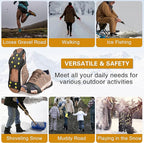 Ice Cleats Snow Traction Cleats for Shoes and Boots,10-Studs Anti-Slip Ice Grippers Rubber Crampons Cleats for Walking on Snow and Ice Slip-on Stretch Overshoe Footwear