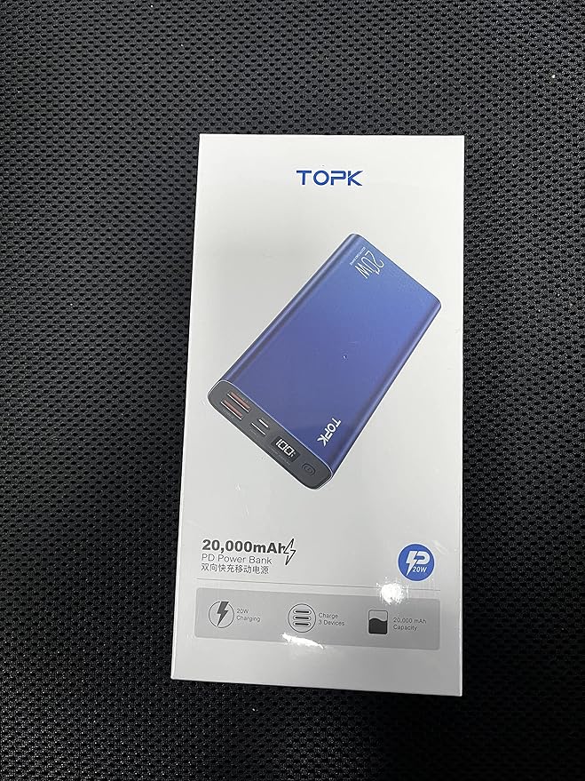 TOPK Portable Charger 20000mAh, Power Bank USB C 20W Fast Charging LED Display External Battery Pack Compatible with iPhone 13 12 11 Xs Samsung Google iPad etc.[2022 Version]