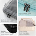 Aerotrunk Compression Packing Cubes for Travel - Luggage Organizer Bags - Double Zipper Packing Cubes for Suitcases (4-Pack, Mocha)