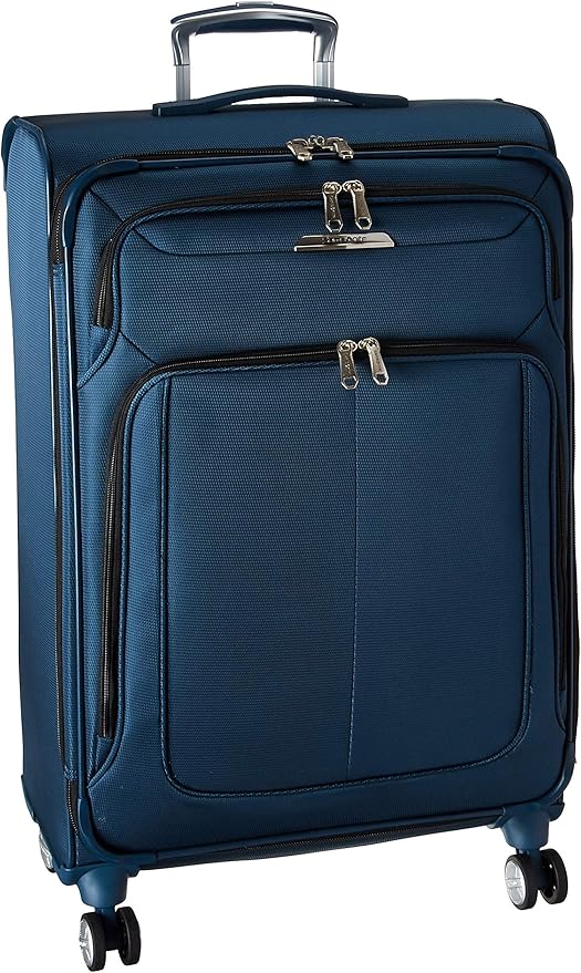 Samsonite Solyte DLX Softside Expandable Luggage with Spinner Wheels, Mediterranean Blue, Checked-Medium 25-Inch