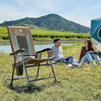 TIMBER RIDGE Foldable Padded Rocking Chair for Outdoor, High Back and Heavy Duty, Portable for Camping, Patio, Lawn, Garden, Yard or Balcony, Supports 300lbs (Brown)