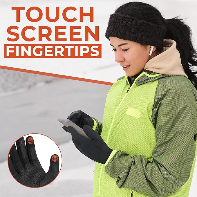 HANDLANDY Winter Running Gloves for Women & Men, Windproof Water-Resistant Thermal Touchscreen Liner Gloves for Cycling, Hiking, Driving, Freezer Work