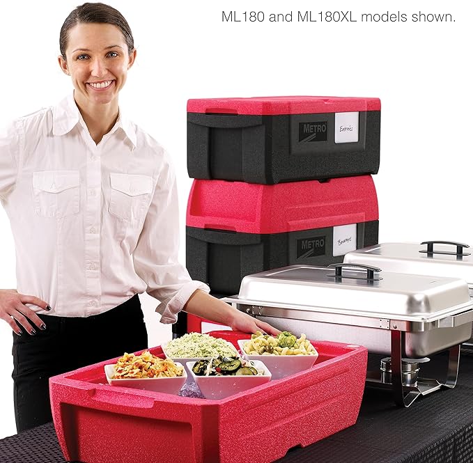 METRO Mightylite ML180 Top-Load Insulated Food Carrier - Professional-Grade Multipurpose Pan Carrier, Insulated Cooler and Catering Food Warmer - 30 qt or 3 Pan Capacity - Red