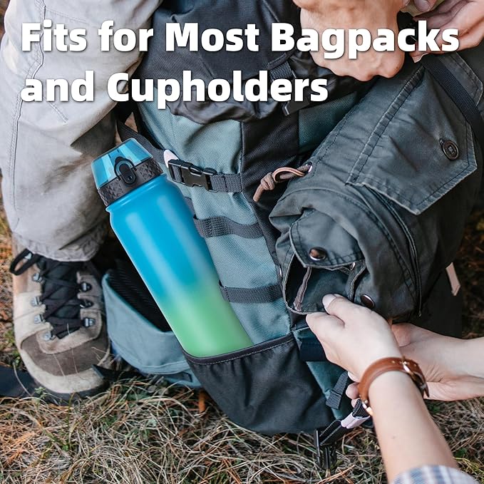 OLDLEY Insulated Water Bottle 32oz Water Bottles with Straw, Stainless Steel Water Bottle with 3 Lids, Double Wall Vacuum Bottles for Adult,Sports Bottles for School Travel,Tropical Rainforest