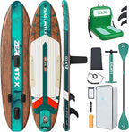 ZLX Inflatable Stand Up Paddle Board, 10'6" SUP Non-Slip Stable Deck Pad, Unique Center Fin, Premium Accessories, Portable Paddleboard for Adults, Beginners, All Skill Levels