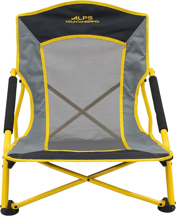 ALPS Mountaineering Rendezvous Low Camping Chairs for Adults with Arms, Cool Mesh Center, Powder Coated Steel Frame, Compact Folding Design and Carry Bag