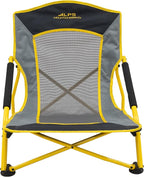 ALPS Mountaineering Rendezvous Low Camping Chairs for Adults with Arms, Cool Mesh Center, Powder Coated Steel Frame, Compact Folding Design and Carry Bag