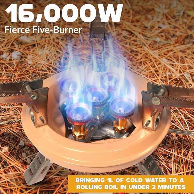 Roamix 54,500 BTU Multi-Fuel Portable Camping Stove – 16,000W Collapsible Windproof Burner with Fuel Canister Adapter & Carrying Case for Outdoor Cooking, Backpacking & Emergency Use