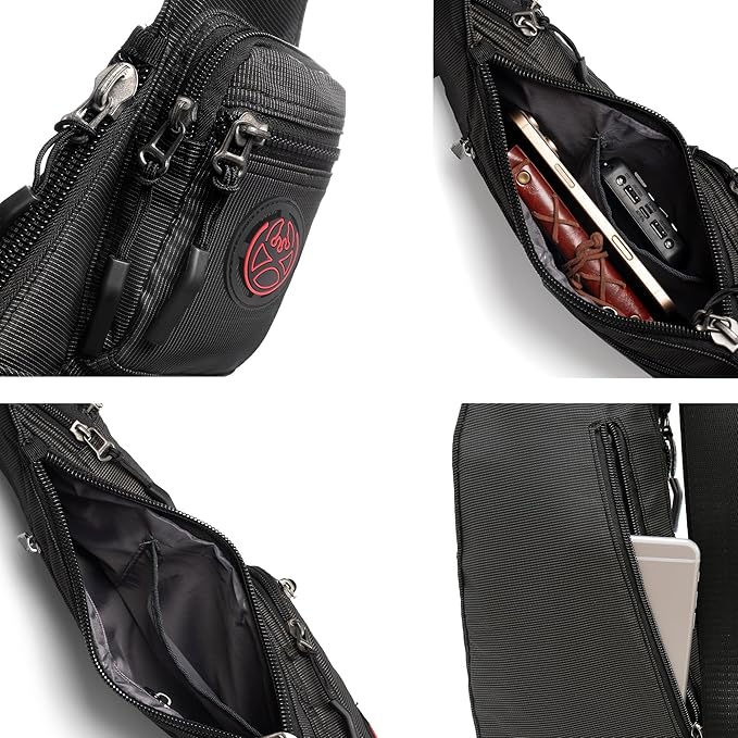 NICGID Sling Bag Chest Shoulder Backpack Crossbody Bags Casual Daypack for Men Women (Black-2620N)