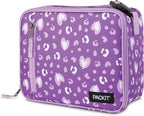 PackIt Freezable Classic Lunch Box, Leopard Hearts Purple, Built with ECOFREEZE Technology, Reusable, Zip Closure With Zip Front Pocket and Buckle Handle, Designed for Fresh Lunch On the Go