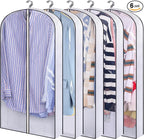 SLEEPING LAMB 40" Clear Garment Bags for Hanging Clothes Storage 4" Gusseted Suit Bags for Closet Storage Coat Cover for Shirts, Sweaters, Jackets (5 Packs)