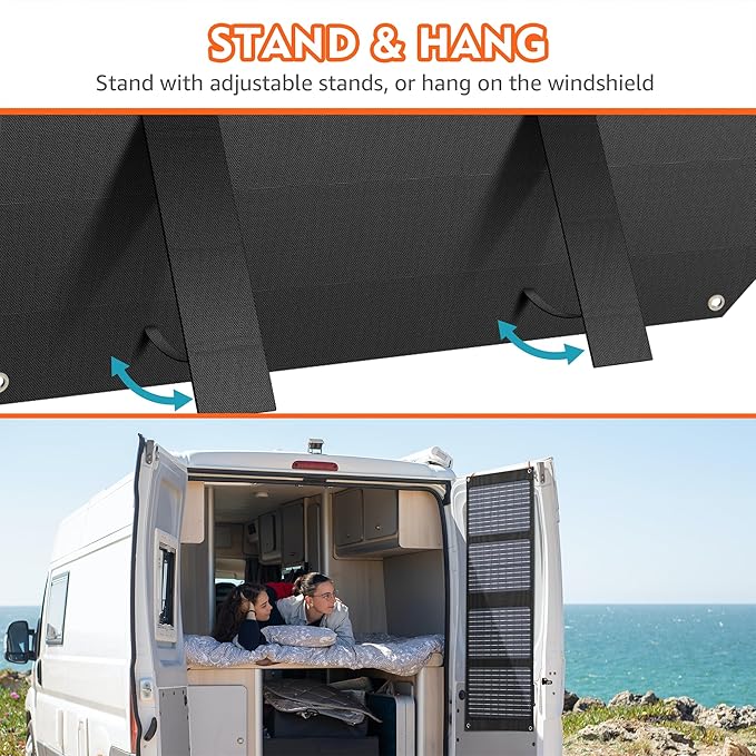 Apowking Portable Solar Panels 40W, Foldable Solar Panel Charger for 100-300W Portable Power Station, with Adjustable Kickstands, DC 18V Output, USB 3.0 and Type-C Ports for Camping Van RV Trip