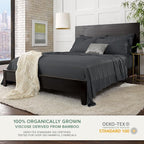 Twin Sheets by Pure Bamboo, Genuine 100% Organic Viscose Derived from Bamboo Bed Sheet Set, Luxuriously Soft & Cooling, Double Stitching, Lifetime Quality Promise (Twin, Charcoal)