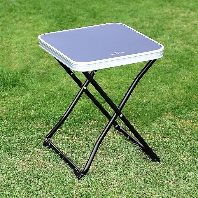 SUNNYFEEL 3 in 1 Folding Camping Table and Stool, Footrest, Lightweight Up to 300 LBS, Easy to Carry, Portable Camp Stool for Beach, Fishing, Trip, Picnic, Lawn, Concert Outdoor