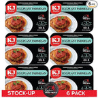 KJ Poultry Kosher Parve Ready Meals - Eggplant Parmesan, MRE Meals Ready to Eat, Halal, (6 Pack) Prepared Entree Fully Cooked, Shelf Stable Microwave Dinner Travel, Military, Camping, Emergency