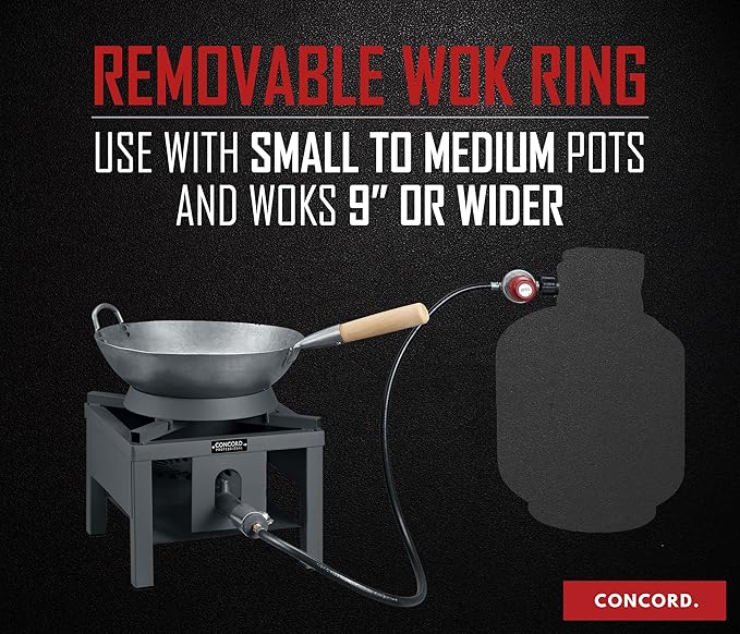 Concord Professional Single Cyclone Wok Burner with Stand. Up to 100,000 BTU. Great for Home Brewing, Wok Stir Fry, Turkey, Etc. (13")
