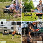 Folding Camping Table Portable Pinic Table 2 Level Height Adjustable Roll-up Tables Aluminum Foldable Camp Table with Storage Bag 4-6 Person Large Tables for Outdoor Indoor Hiking Camp BBQ Beach