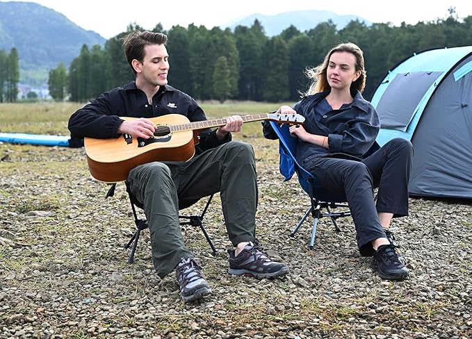 MARCHWAY Lightweight Folding Camping Chair with Spring Lock, Stable Compact Portable for Outdoor Camp, Travel, Beach, Picnic, Festival, Hiking, Backpacking (Lowback Black)