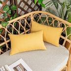 Kevin Textile Pack of 2 Outdoor Waterproof Throw Pillow Covers Decorative Square Outdoor Checkered Pillows Cushion Case Patio Pillows for Couch 12x20 inches 30x50 cm Yellow