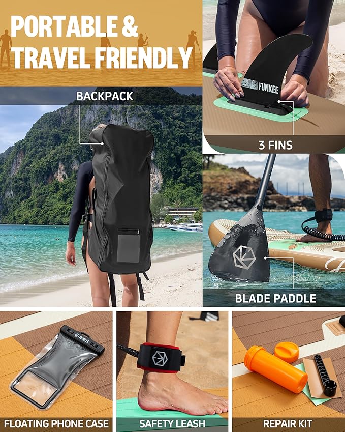 11’×34"×6" Extra Wide Inflatable Stand Up Paddle Board, Sup Board with Removable Fins, Backpack, Floating Paddle, Safety Leash, Floating Phone Case for Adults & Youth of All Skill Levels