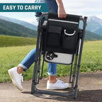 Camping Chairs Directors Chair with Side Table, Mesh Backrest Folding Lawn Chairs with Pocket, Foldable Camp Chair for Outdoor, Picnic, Sports and Fishing, Black