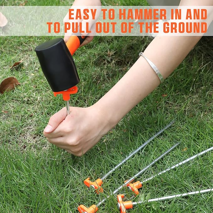 Shimeyao 10" Tent Stakes Camping Heavy Duty Stakes Bulk Metal Ground Pegs Camping Spikes Galvanized for Outdoor Pitching Canopy