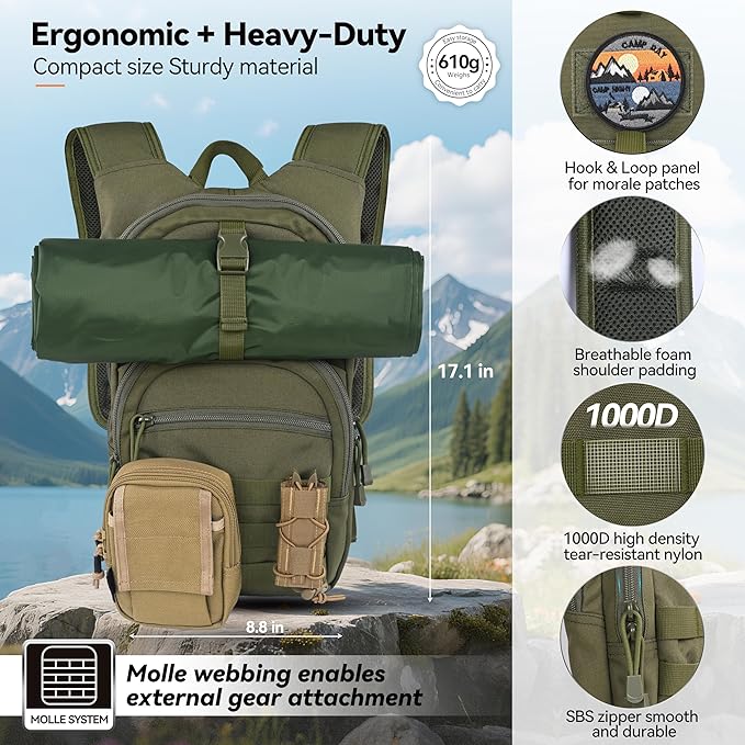 MARCHWAY Tactical Molle Hydration Pack with 2.5L TPU Water Bladder, Compact Yet Spacious Military Backpack for Hiking, Cycling, Backpacking, Hunting, Running