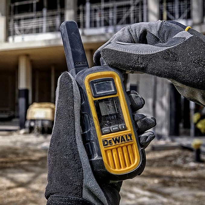 DEWALT DXFRS800 FRS Walkie Talkies Long Range 2 Way Radio, 2 Watt, Waterproof & Rechargeable, 2 Pack