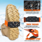 Ice Cleats Snow Traction Cleats for Walking on Snow and Ice Mid-Sole Non-Slip Crampon with Adjustable Straps 7 Tungsten Studs for Secure Grip Anti Slip Crampons for Walking Jogging Hiking