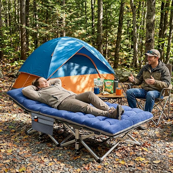 ABORON XXL Camping Cot for Adults 900LBS - 78"×32" Oversized Folding Bed with Mattress Pad, Heavy Duty 1200D Oxford Outdoor Cot with Carry Bag