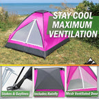 2 Person Outdoors Camping Tent with Rain Fly and Carrying Bag - Lightweight Outdoor Pop Up Tents for Camping Essentials, Music Festivals, Backpacking, Hiking, or Beach Shelter by Wakeman Outdoors
