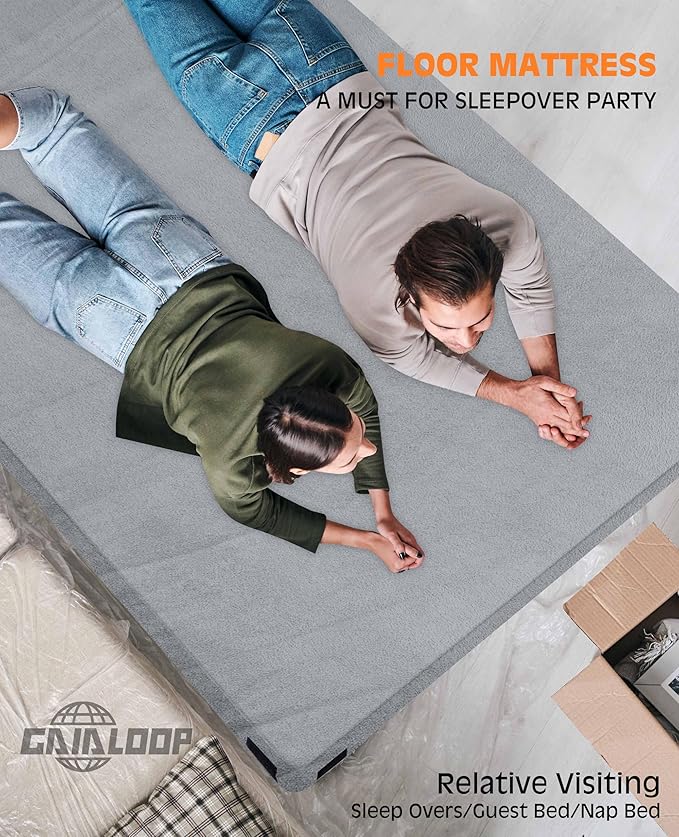 4 INCH Thick Foam Camping Mattress [Car/Tent/Cot] 30D Foam Portable Floor Sleeping Mat Cot Pad Roll Up Mattress for Guests Sleepovers RV Truck Camper