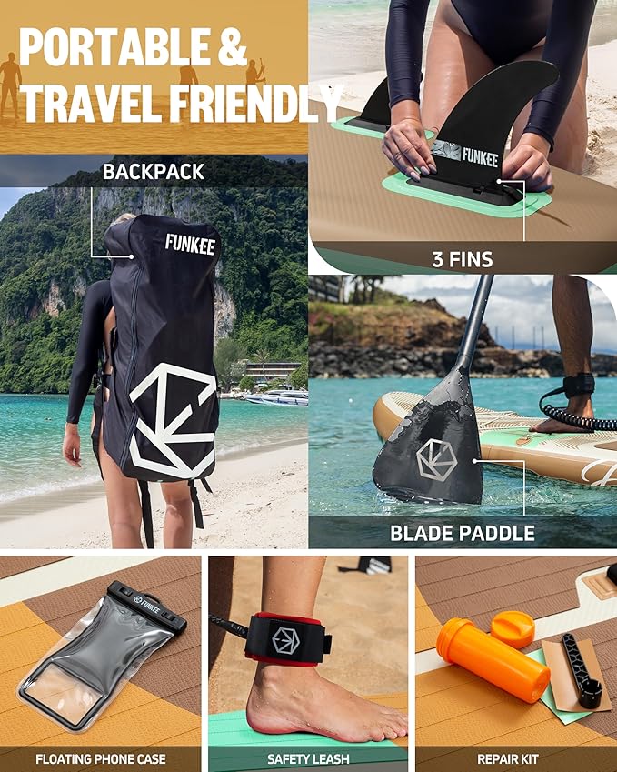 11’×34"×6" Extra Wide Inflatable Stand Up Paddle Board, Sup Board with Removable Fins, Backpack, Floating Paddle, Safety Leash, Floating Phone Case for Adults & Youth of All Skill Levels