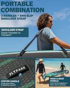 Flypark 11'x34 Inflatable Paddle Boards, Extra Wide SUP for 420lbs/3Adults, Yoga Stand Up Paddle Board, 110L Backpack, 15 D-Rings, Shoulder Strap, US-Fin, 2-Action Pump