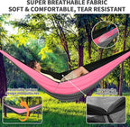 Camping Hammock Pink Grey Hammocks with Mosquito Net Tent and Rain Fly Tarp Portable Single & Double Nylon Parachute Hammock with Heavy Duty Tree Strap Outdoor Backpacking Survival Travel