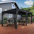 Backyard Discovery Stonebridge 20' x 9.5' Galvanized Steel Outdoor Gazebo Pavilion with Hardtop Slope Roof, Snow Load Support, Wind Resistance, PowerPort, Shade for Garden, Patio, Deck, Entertaining